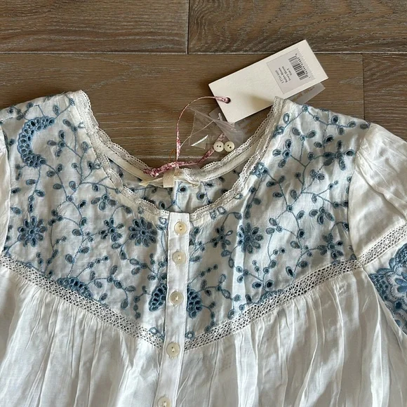 LoveShackFancy Badyn Blouse — Ivory Shores